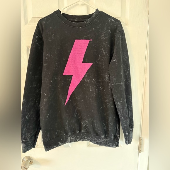 AC/DC Acid Wash Pink Lightning Bolt Graphic Sweatshirt L - Picture 2 of 5